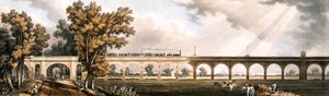 London til Greenwich Railroad som viser viadukten, konstruert av George Landman av English School